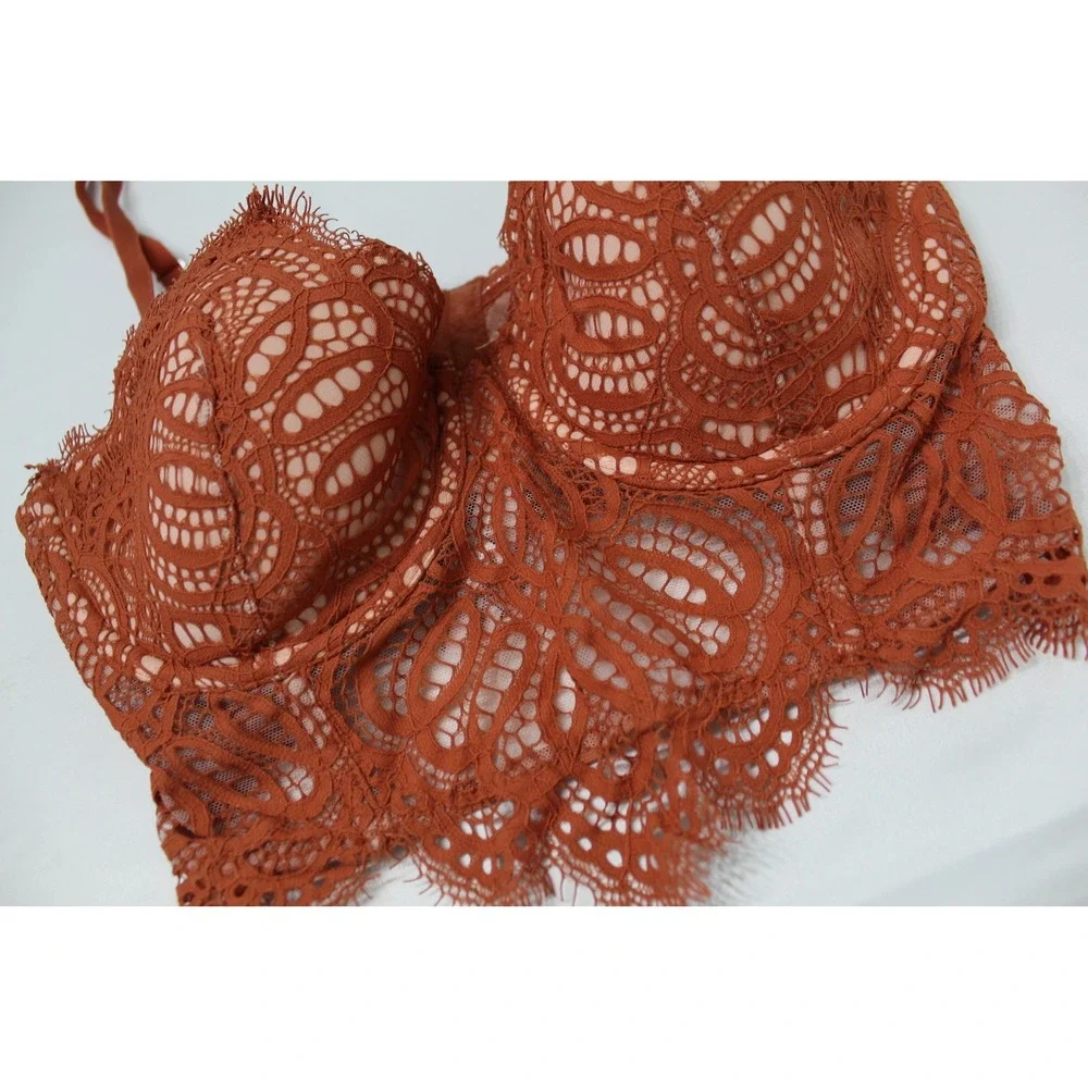 Victoria's Secret Dream Angels Rust Lace Longline Bra 34C Lined Multi-Way‎